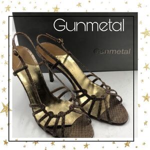 Gunmetal Designer Taupe Heels EU 37.5 US 7.5